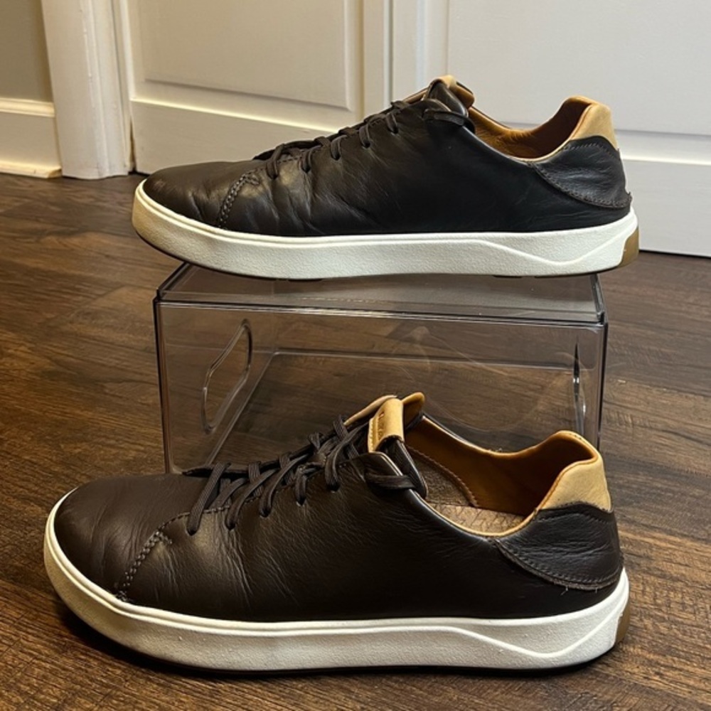 OLUKAI Lae ahi Li lli Men’s Leather Sneakers Size Men’s 11 Color Dark Brown